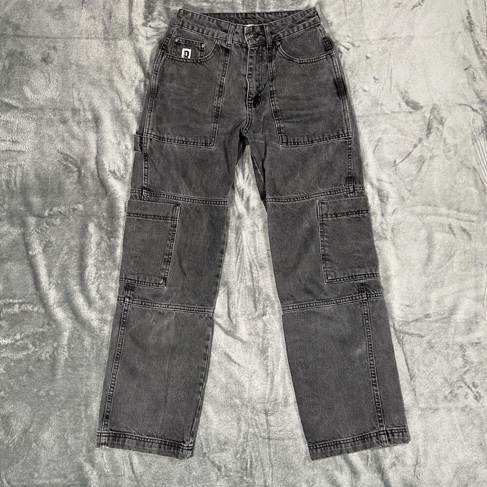 Ragged Jeans Womens 26 Gray High Rise Straight Relaxed Cargo Charcoal Wash